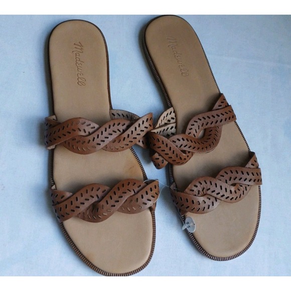 Madewell Sandals 9.5 Cora Slide Leather Thong Slip On Comfort Beach Boho - Picture 2 of 11